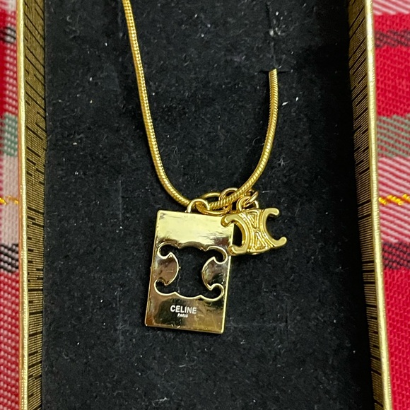 Celine RARE gold over Sterling Pendant / Necklace - Picture 4 of 8
